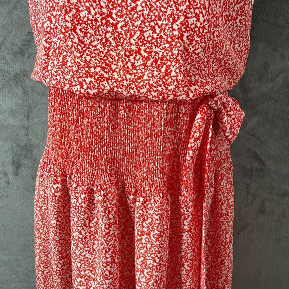 Evans & Blake Midi Dress Womens Size 10 Red White Drop Waist Vintage 90s - Picture 5 of 10